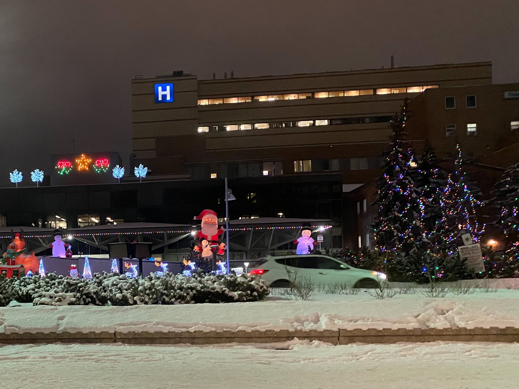 Light display in front of the Children's Hospital.