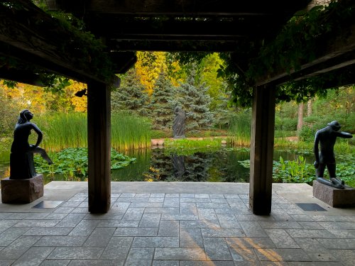 A pond in the Leo Mol sculpture garden.